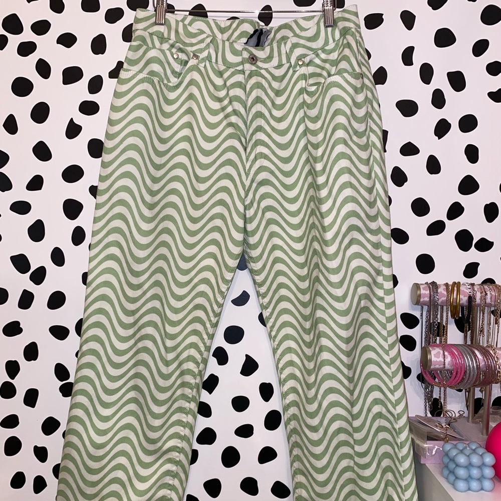 Ragged Priest green wavy jeans size 12, NWT